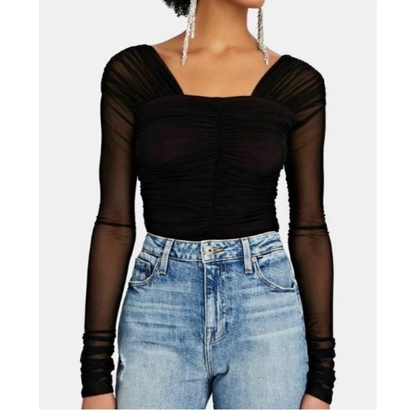 Ruched Mesh Top